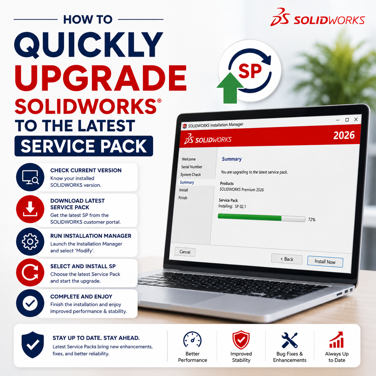 How to Quickly Upgrade SOLIDWORKS to the Latest Service Pack
